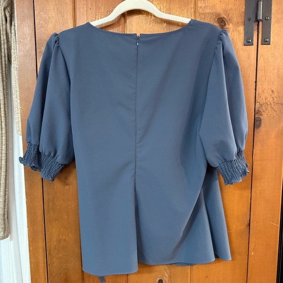 CINQ A SEPT Andra Wrap Blouse in Blue XL - Picture 3 of 3